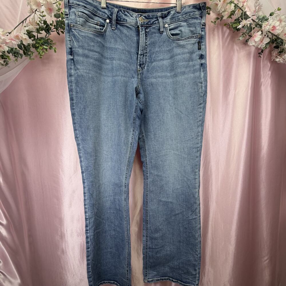 Silver Jeans Suki Slim Boot Light Wash Western Works Jeans Women's Size 18 L33